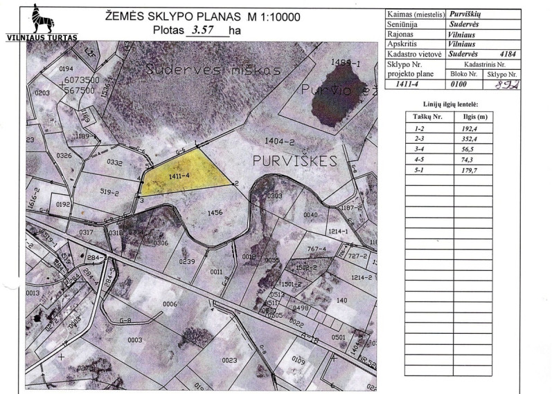 Parduodamas  sklypas Purviškių k., Vilniaus r. sav., 357 a ploto 6