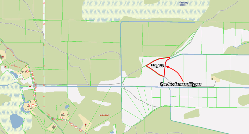 Parduodamas  sklypas Šeškučių k., Vilniaus r. sav., 115.81 a ploto 2