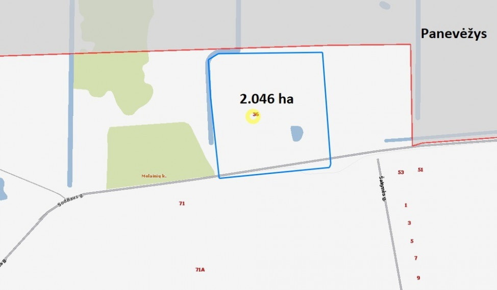 Parduodamas sklypas Sodžiaus g., Molainių k., Panevėžio r. sav., 204.6 a ploto 2