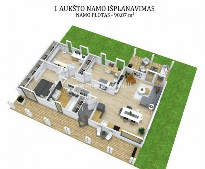 Parduodamas namas Lelių k., Klaipėdos r. sav., 92 m2 ploto, 1 aukštai 4