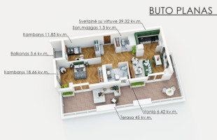 Parduodamas butas Perkūnkiemio g., Pašilaičiai, Vilniaus m., Vilniaus m. sav., 76.58 m2 ploto, 3 kambariai 9