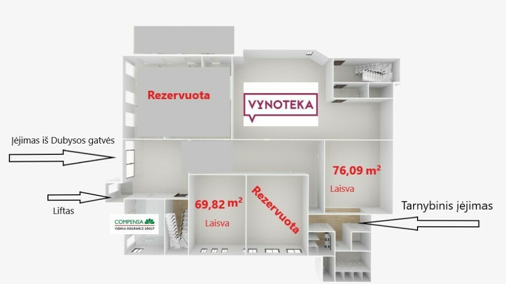 Nuomojamos administracinės, kitos paskirties, paslaugų, prekybos patalpos Dubysos g., Raseinių m., Raseinių r. sav., 1500 m2 ploto 3