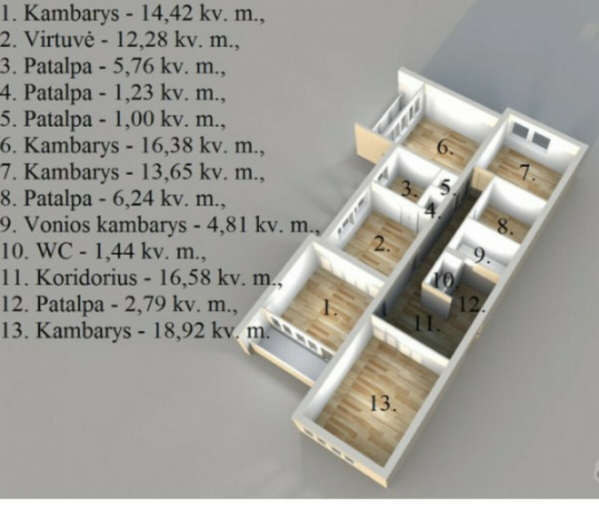 Parduodamas butas Danės g., Centras, Klaipėdos m., Klaipėdos m. sav., 115 m2 ploto, 5 kambariai 4