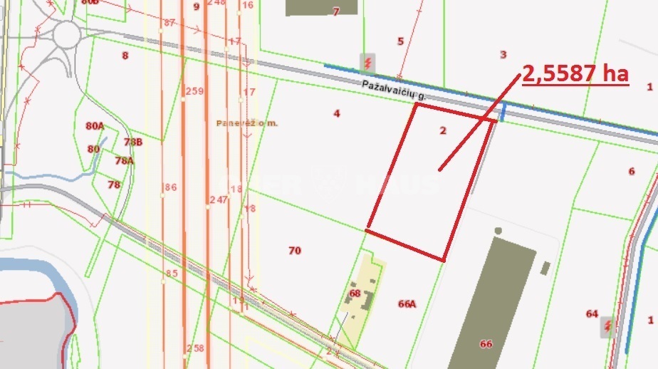 Parduodamas komercinės paskirties sklypas Pažalvaičių g., Pramonės, Panevėžio m., Panevėžio m. sav., 255.87 a ploto 1