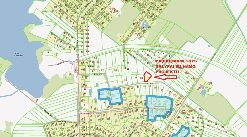 Parduodamas namų valdos paskirties sklypas Pievų g., Bubių k., Šiaulių r. sav., 25 a ploto 3