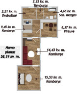 Parduodamas namas Vokės g., Lentvario m., Trakų r. sav., 58.19 m2 ploto, 1 aukštai 7