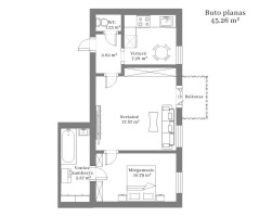 Parduodamas butas Kalvarijų g., Šnipiškės, Vilniaus m., Vilniaus m. sav., 45.26 m2 ploto, 2 kambariai 9