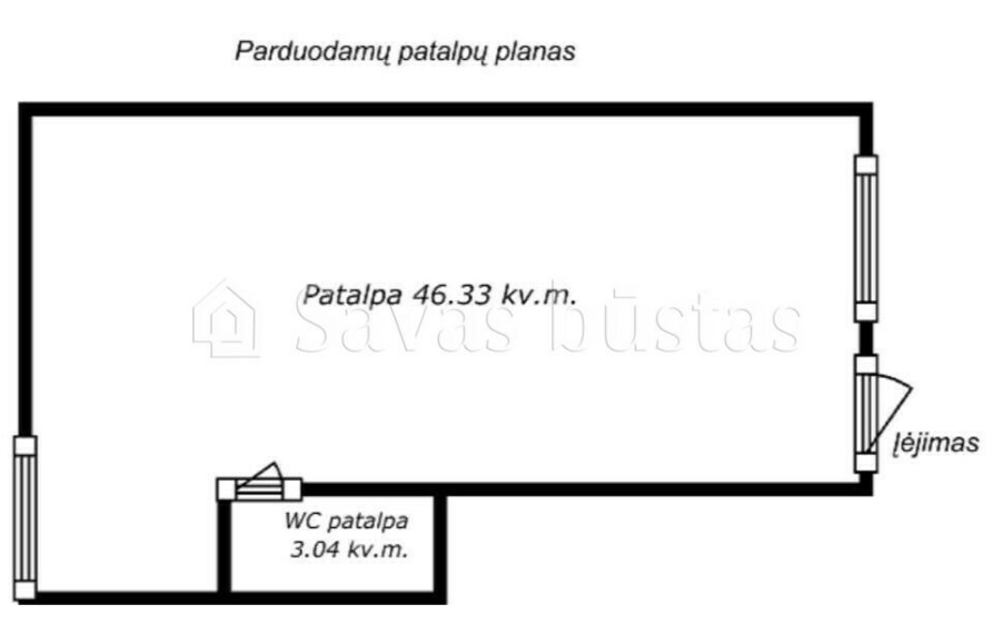 Parduodamos  patalpos Lyros g., Dainiai, Šiaulių m., Šiaulių m. sav., 48.95 m2 ploto 9