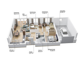 Parduodamas namas Gvazdikų g., Didžiasalio k., Vilniaus r. sav., 130 m2 ploto, 1 aukštai 3