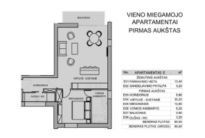 Nuomojamas butas Ežerėlių g., Avižieniai, Vilniaus m., Vilniaus m. sav., 61.33 m2 ploto, 2 kambariai 6