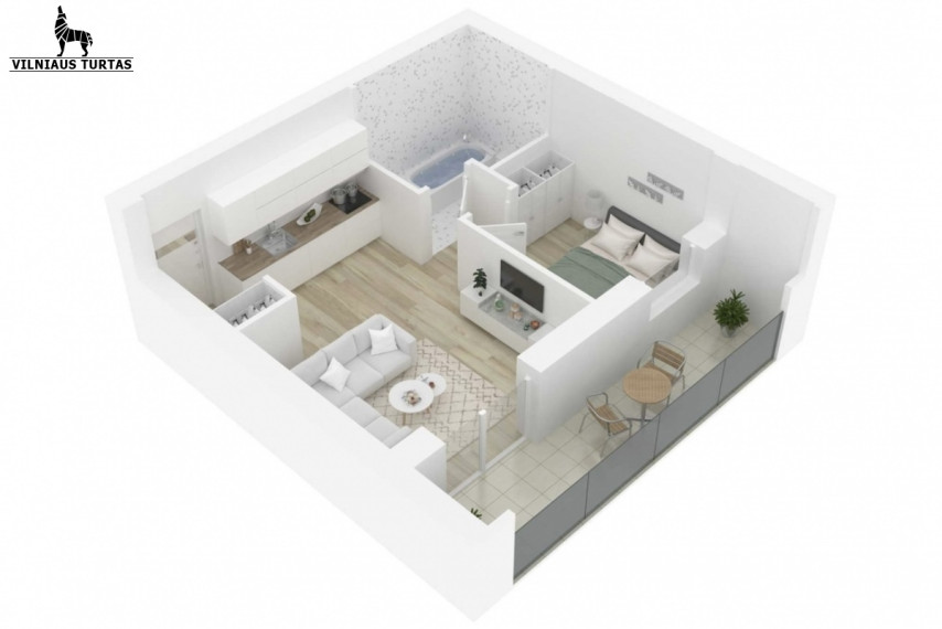 Parduodamas butas Kernavės g., Šnipiškės, Vilniaus m., Vilniaus m. sav., 35.58 m2 ploto, 2 kambariai 3