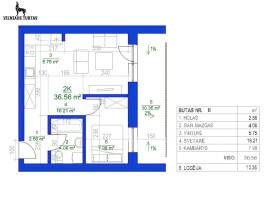 Parduodamas butas Daugėliškio g., Šnipiškės, Vilniaus m., Vilniaus m. sav., 36.56 m2 ploto, 2 kambariai 21
