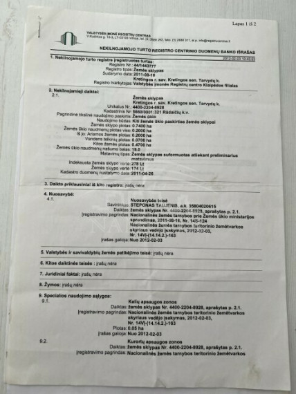 Parduodamas sklypas Tarvydų k., Kretingos r. sav., 74 a ploto 2