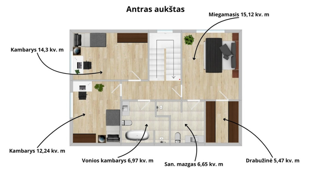 Parduodamas namas Didžiasalio g., Pakalniškių k., Vilniaus r. sav., 142.36 m2 ploto, 2 aukštai 17