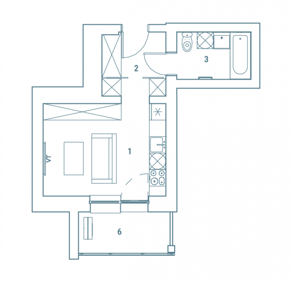 Parduodamas butas Lietaus g., Lazdynėliai, Vilniaus m., Vilniaus m. sav., 25.45 m² ploto 1 kambarys 6