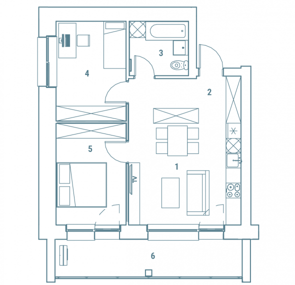Parduodamas butas Lietaus g., Lazdynėliai, Vilniaus m., Vilniaus m. sav., 54.49 m² ploto 3 kambariai 6
