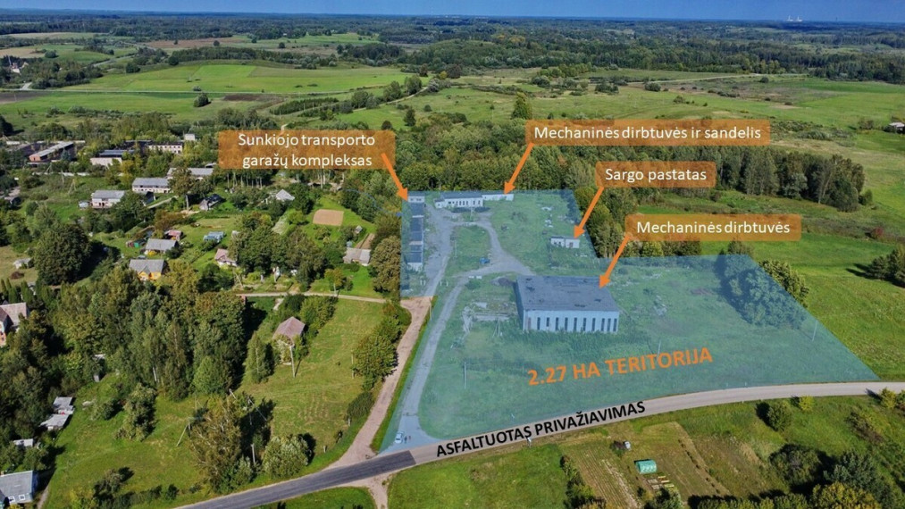 Parduodamos administracinės, gamybinės, kitos paskirties, sandėliavimo patalpos Jonuškų g., Kaniūkų k., Ignalinos r. sav., 1073.15 m2 ploto 1