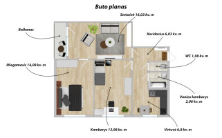 Parduodamas butas Architektų g., Lazdynai, Vilniaus m., Vilniaus m. sav., 60.04 m2 ploto, 3 kambariai 15