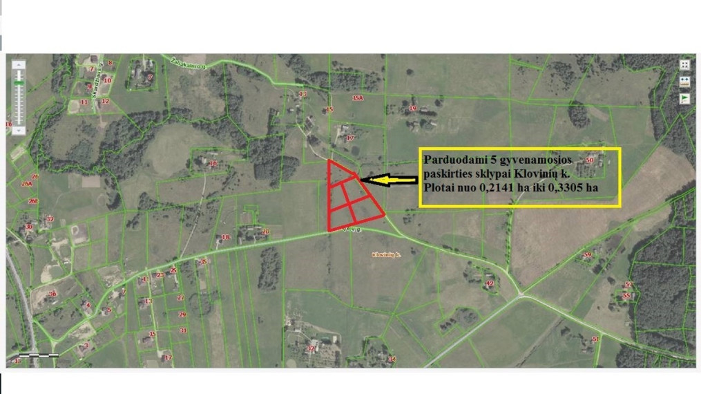 Parduodamai 5 gyvenamosios paskirties sklypai Klovinių k 2