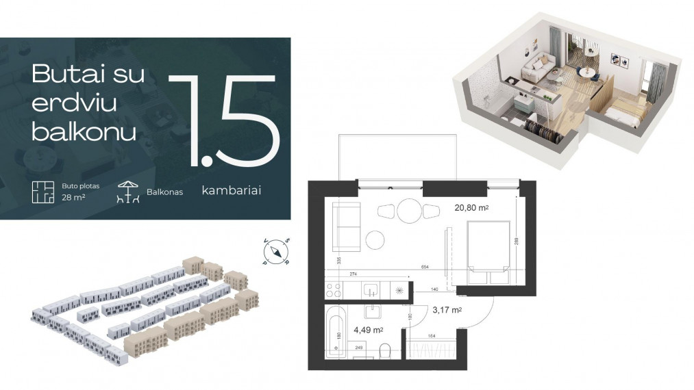 Parduodamas butas Mozūriškių g., Justiniškės, Vilniaus m., Vilniaus m. sav., 29.40 m² ploto 1 kambarys 6
