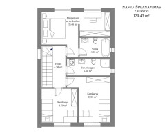 Parduodamas namas Pienių g., Užliedžių k., Kauno r. sav., 129.43 m2 ploto, 2 aukštai 15