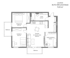 Parduodamas butas Žaibo g., Lazdynėliai, Vilniaus m., Vilniaus m. sav., 71.03 m2 ploto, 3 kambariai 22
