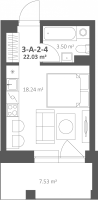 Parduodamas butas Justiniškės, Vilniaus m., Vilniaus m. sav., 22.03 m² ploto 1 kambarys 8