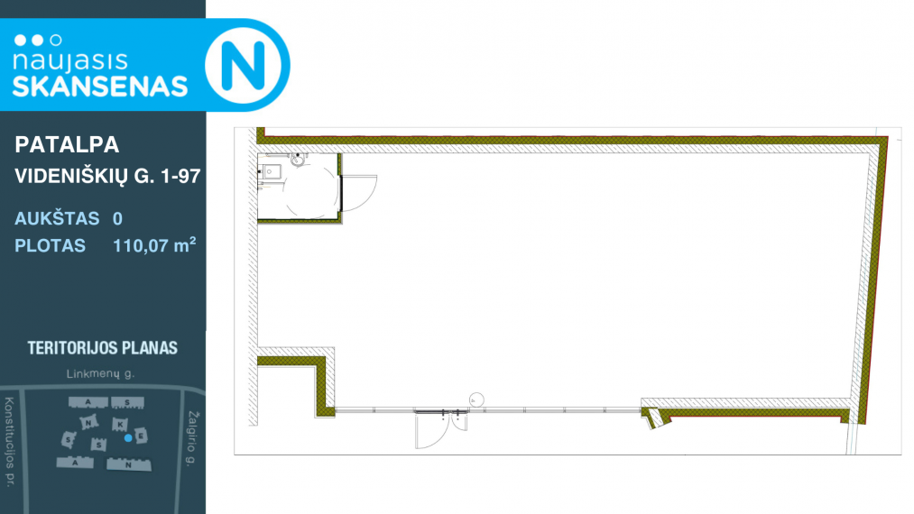 Parduodamos patalpos Linkmenų g., Šnipiškės, Vilniaus m., Vilniaus m. sav., 110.07 m² ploto 3