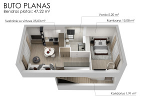 Parduodamas butas Turistų g., Giruliai, Klaipėdos m., Klaipėdos m. sav., 48.06 m2 ploto, 2 kambariai 31