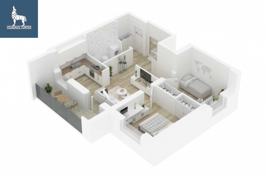 Parduodamas butas Daugėliškio g., Šnipiškės, Vilniaus m., Vilniaus m. sav., 58.56 m2 ploto, 3 kambariai 1