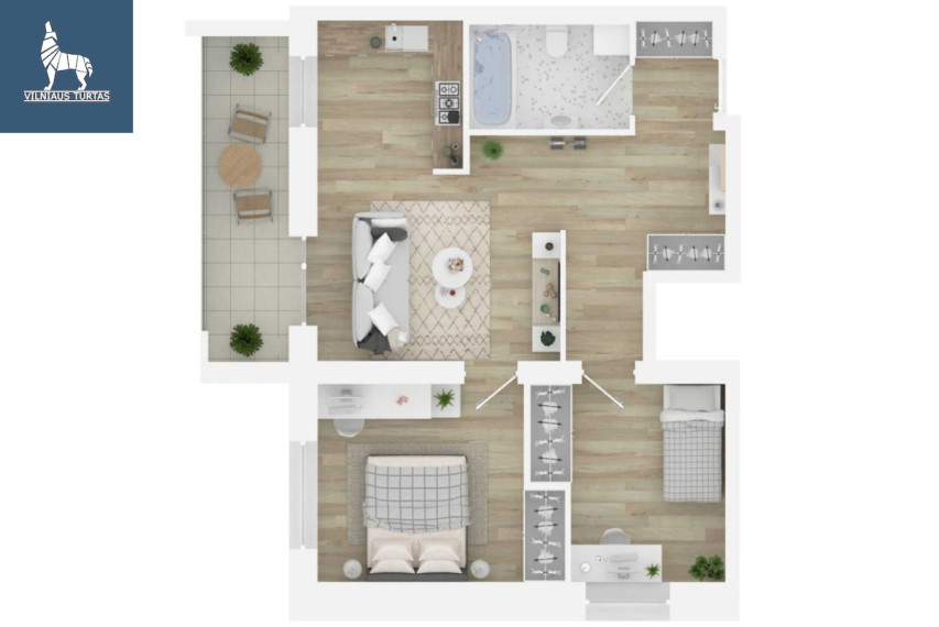 Parduodamas butas Daugėliškio g., Šnipiškės, Vilniaus m., Vilniaus m. sav., 58.56 m2 ploto, 3 kambariai 2