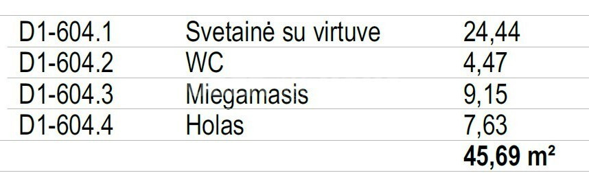 Parduodamas butas Lvivo g., Šnipiškės, Vilniaus m., Vilniaus m. sav., 45.69 m2 ploto, 2 kambariai 4