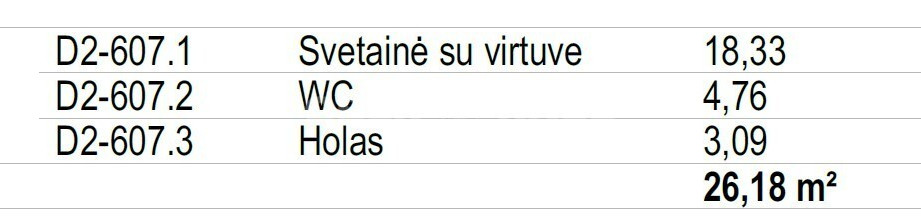 Parduodamas butas Lvivo g., Šnipiškės, Vilniaus m., Vilniaus m. sav., 26.18 m2 ploto, 1 kambariai 4