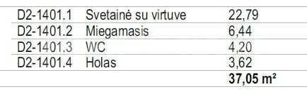 Parduodamas butas Lvivo g., Šnipiškės, Vilniaus m., Vilniaus m. sav., 37.05 m2 ploto, 2 kambariai 4