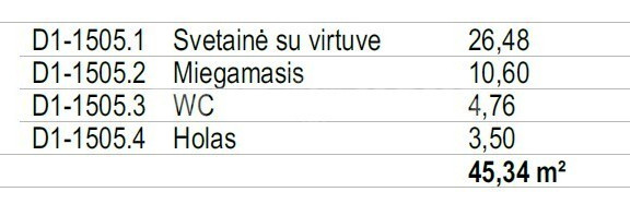Parduodamas butas Lvivo g., Šnipiškės, Vilniaus m., Vilniaus m. sav., 45.34 m2 ploto, 2 kambariai 4