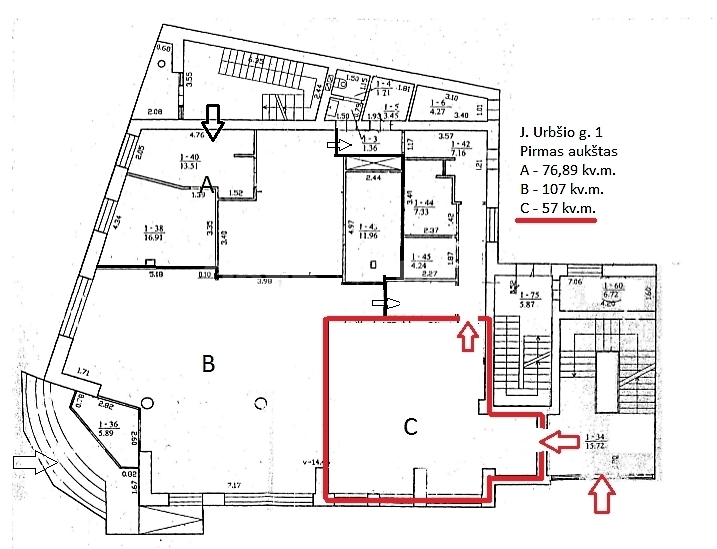 Nuomojamos administracinės patalpos J. Urbšio g., Centras, Panevėžio m., Panevėžio m. sav., 69.24 m2 ploto 6