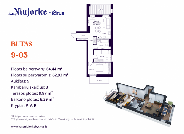 Parduodamas butas Kareivių g., Žirmūnai, Vilniaus m., Vilniaus m. sav., 64.44 m² ploto 3 kambariai 2