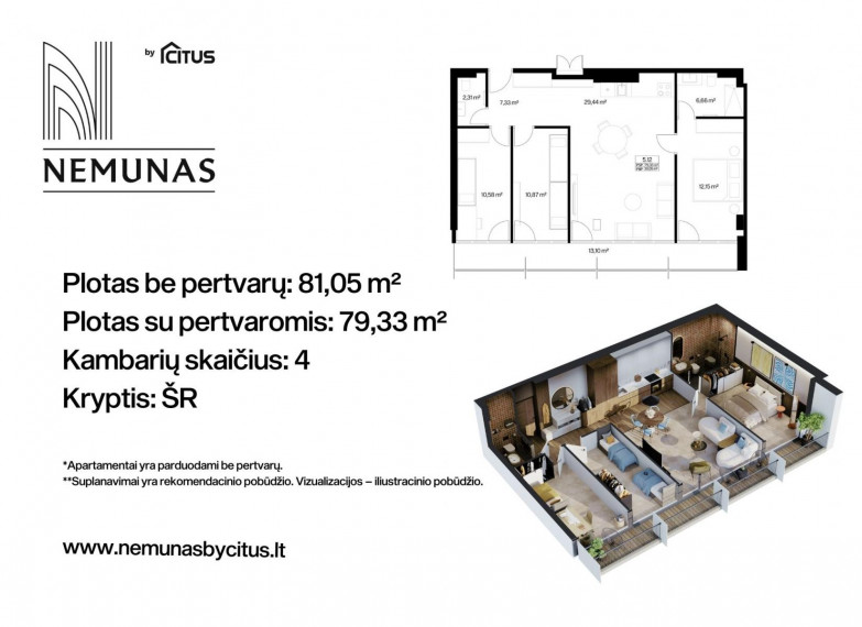 Parduodamas butas Liepų g., Druskininkų m., Druskininkų sav., 81.05 m² ploto 4 kambariai 2