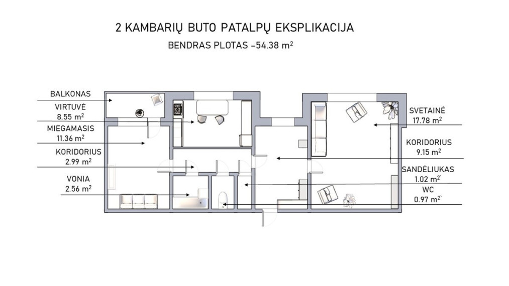 Parduodamas butas Jono Pauliaus II g., Eišiškių m., Šalčininkų r. sav., 55 m2 ploto, 2 kambariai 25