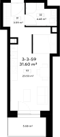 Parduodamas butas Pilkalnio g., Pilaitė, Vilniaus m., Vilniaus m. sav., 31.60 m² ploto 1 kambarys 18