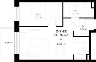 Parduodamas butas Pilkalnio g., Pilaitė, Vilniaus m., Vilniaus m. sav., 50.76 m² ploto 2 kambariai 18
