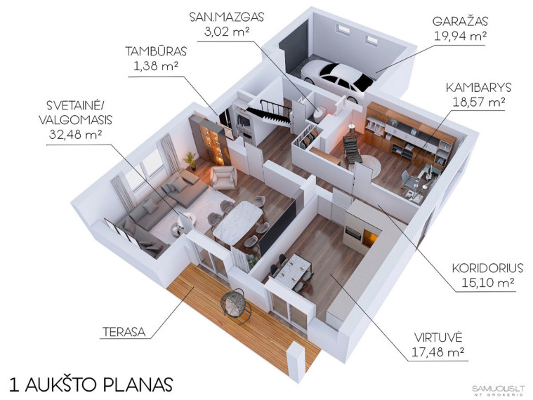 Parduodamas namas M. Zdziechovskio g., Sudervės k., Vilniaus r. sav., 322 m2 ploto, 2 aukštai 16