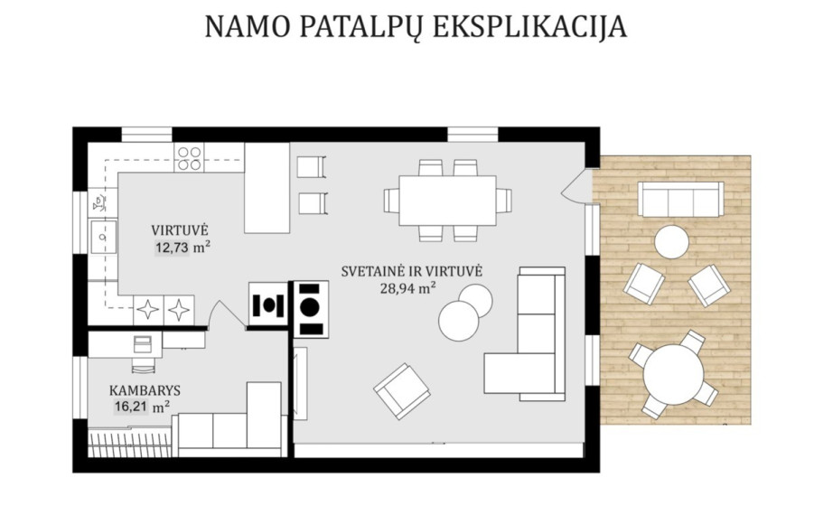 Parduodamas namas Tervydžių k., Rokiškio r. sav., 77 m2 ploto, 1 aukštai 14