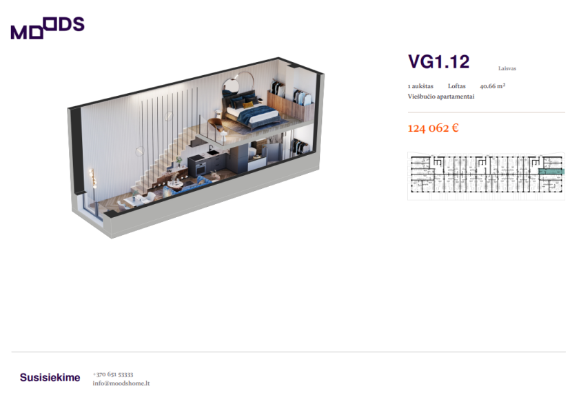 Parduodamas butas Riterių g., Žirmūnai, Vilniaus m., Vilniaus m. sav., 40.66 m² ploto 2 kambariai 1