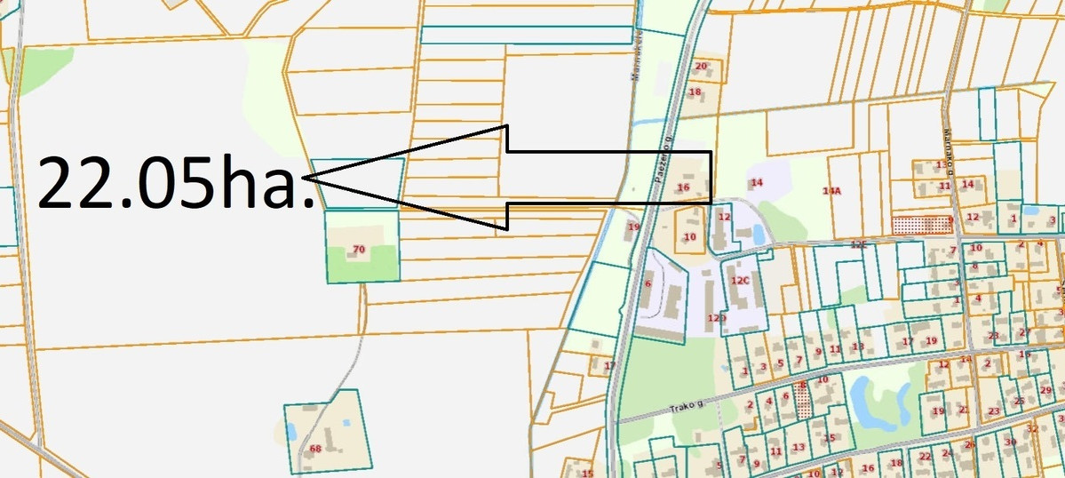 Parduodamas  sklypas Trako g., Tiltagalių k., Panevėžio r. sav., 2205 a ploto 3