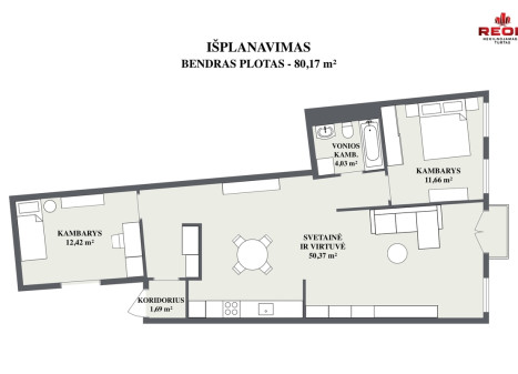 Parduodamas butas Bokšto g., Senamiestis, Vilniaus m., Vilniaus m. sav., 80 m2 ploto, 3 kambariai