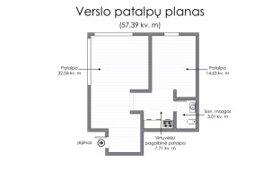 Parduodamos administracinės, kitos paskirties, maitinimo, paslaugų, prekybos patalpos Dzūkų g., Centras, Marijampolės m., Marijampolės sav., 57.39 m2 ploto 7
