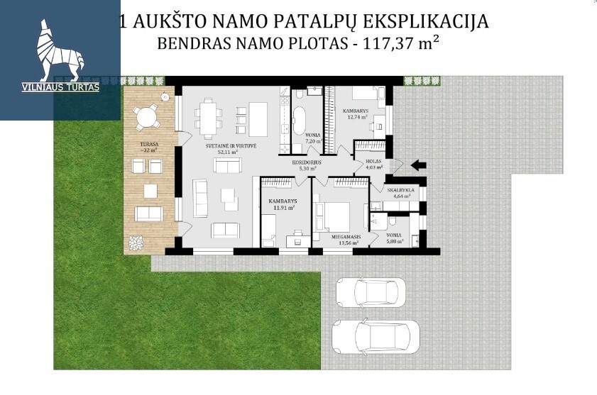 Parduodamas namas Klebniškių g., Daržininkų k., Vilniaus r. sav., 117.37 m2 ploto, 1 aukštai 5