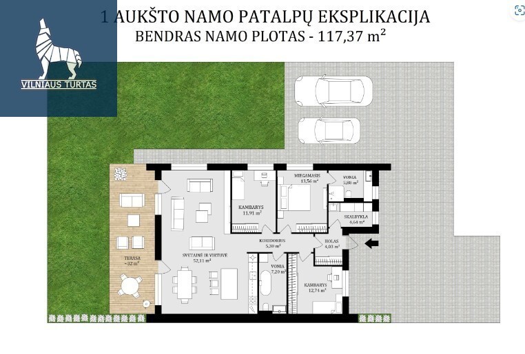 Parduodamas namas Klebniškių g., Daržininkų k., Vilniaus r. sav., 117.37 m2 ploto, 1 aukštai 7
