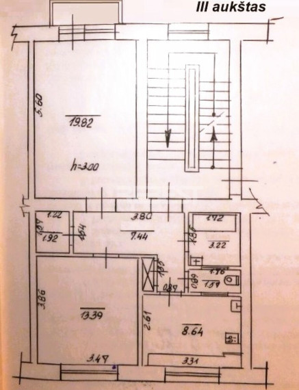 Parduodamas butas Vilniaus g., Centras, Šiaulių m., Šiaulių m. sav., 56 m2 ploto, 2 kambariai 16